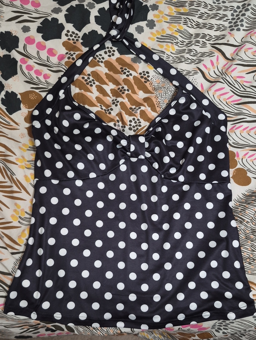 Black & White Polka Dot Halter Tank Top